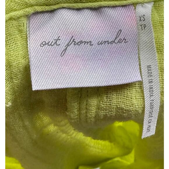 Out From Under Womens Top Size XS Lime Green Gauze Loose Fit Hooded Beach Boho - Picture 5 of 7